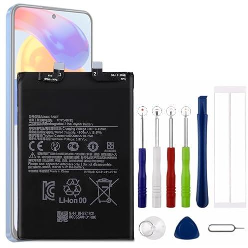 Vvsialeek BN5E Batterie de rechange, compatible avec Xiaomi, Poco X4 Pro, Redmi Note 11 Pro, 5G, avec kit d'outils