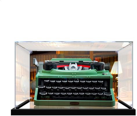 Vitrine für Le-go 21327 Ideas Schreibmaschine, transparente Displaybox für Le-go 21327 Modell (nur Box, kein Le-go-Bauset) (Hintergrundsprühlackiermodell)