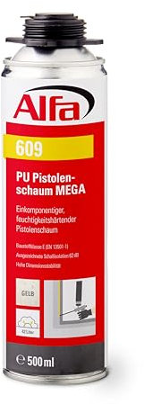 4x Alfa PU 1K Pistolenschaum gelb in praktischer 500 ml Dose einkomponentiger feuchtigkeitshärtender Montageschaum