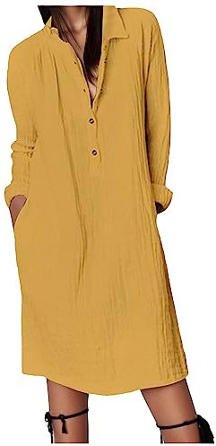 T-shirt estiva da donna in lino abiti larghi manica corta 2024 abiti da sole alla moda spiaggia t-shirt tinta unita ritorno a casa vestiti per vacanze primaverili casual manica lunga risvolto tinta