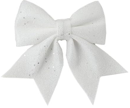 YYCRAFT Glitzernde Weihnachtssterne, Blumen, Glitzer-Schleife, Schmetterling, 17,8 cm, für Weihnachtsbaumschmuck, Weihnachtsdekoration (6 Stück, weiß)