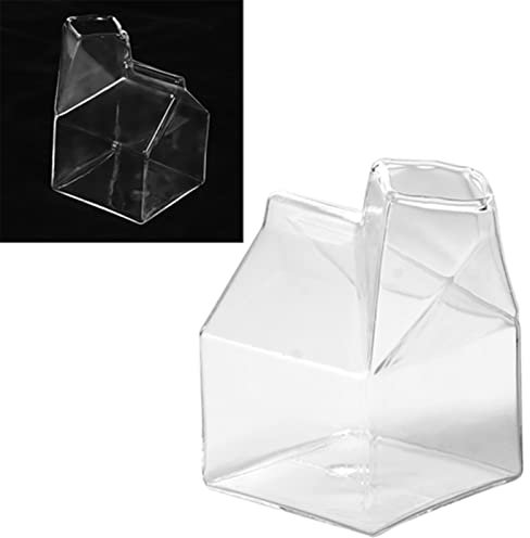 TYCIONG Jarra de leche de cristal de cartón para leche, linda taza transparente de cartón de leche