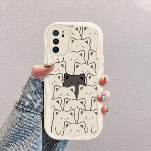 Katze Welle Silikon Weich Hülle Kompatibel mit Oppo A16/OPPO A16S/OPPO A54S Weiß