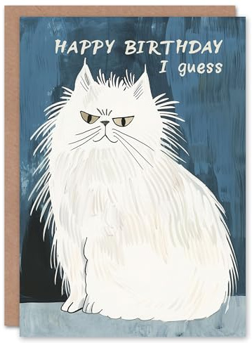 Artery8 Cheeky Pet Wishes White Himalayan Cat Lover Blank For Him Or Her Art Birthday Card