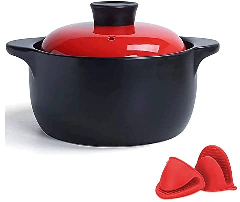 Keramik-Eintopf, Bank aus Steingut, runder Schmortopf, hitzebeständiger Suppentopf, gesunder Slow Cooker zum Schmoren von Reis, B 1,6 l (C 1,6 l) (B 1,2 l)