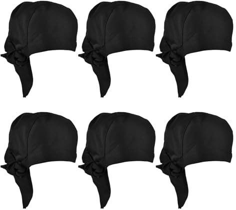 LEKEFETO Juego de 6 gorros de cocinero: gorro de cocinero para hombre y mujer, bandana ajustable, gorro de cocinero negro, gorro de higiene, gorro de trabajo, gorro de cocinero para restaurantes,