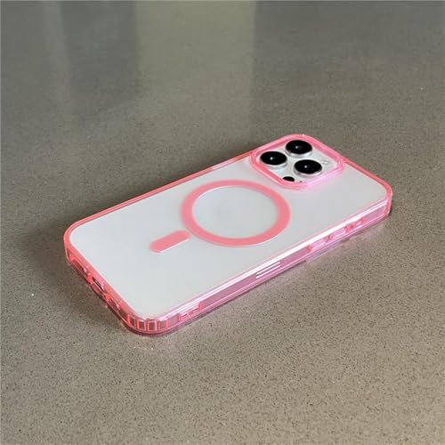 YLTPHD Custodia di ricarica wireless per iPhone 16 15 14 Cover paraurti trasparente (per iPhone 12 Mini/Rosa)