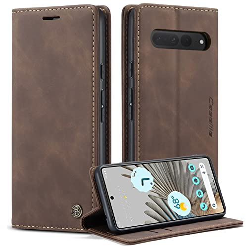 Monweicz Handyhülle für Google Pixel 7 Pro Hülle Premium Lederhülle Klappbar Flip Case Tasche Magnet Kartenfach Standfunktion Klapphülle Schutzhülle für Google Pixel 7 Pro - Kaffee