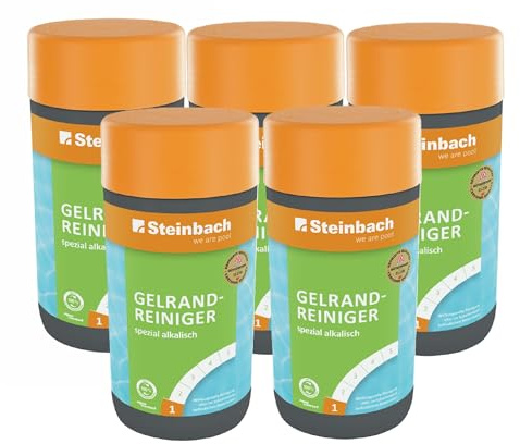 STEINBACH Gelrandreiniger Spezial alkalisch 5 l | gegen Schmutz-, Fett- & Rußränder | dickflüssig & haftstark | für Folie, Fliesen & Kunststoff | Grundreinigung für Pool & Whirlpool