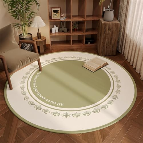 YUEKOPOU Pavimenti in moquette Large Round Office Chair Mat for Carpet - Anti-Slip Gaming Chair Mat(White Green 2,80x80cm)