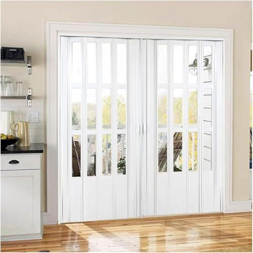 GLFNB Porte accordéon coulissante intérieure en Aluminium, Portes intérieures Pliantes Blanches de 80 Pouces de Hauteur pour Placard, Cuisine, Salle de Bain (L x H 63 x 80 Pouces (158,5 x 203 cm))