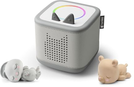 tonies Toniebox 2 Bundle Incl. 2 Schlummerbande Schlummerbär und Hase, Mondgrau, Audioplayer für Hörbücher, Lieder, Einschlafen und Tonieplay für Kinder