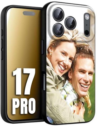 CUSTOMIZZA - Custodia cover nera morbida in tpu compatibile per iPhone 17 PRO personalizzata con foto immagine scritta a piacere