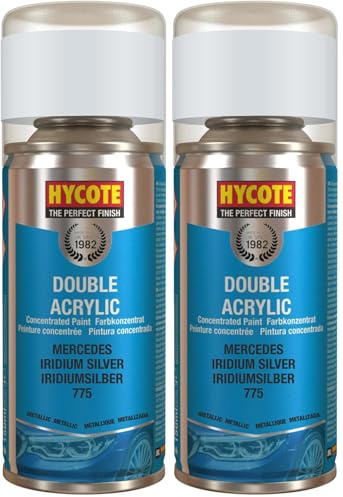 Hycote Double Acrylic Aerosol Car Spray Paint, Mercedes - Iridium Silver, 150 ml (Pack of 2)