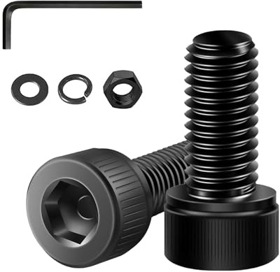Jiahezhi 20 Pcs M6 Bolts, M6 x 16mm Hex Socket Head Cap Screws | Fully Threaded Black Bolts with Nuts and Washers, 12.9Grade Alloy Steel, Allen Socket Drive with Spanner, For Home Repairs