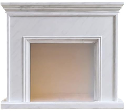 Marco de chimenea Revestimiento de chimenea mármol sintético blanco, madera decorativa clásica(Grande)