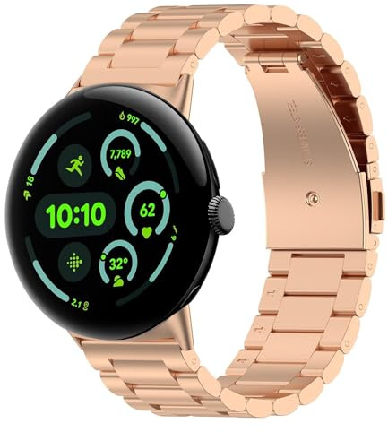 Wigento Metall Armband für Google Pixel Watch 4/3 45mm, Schnellverschluss, verstellbar, atmungsaktiv, Uhrenarmband (Silber)
