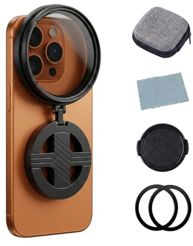 Magnetic CPL Filter for iPhone 17-13 Pro Max, 67mm, Anti-Glare Lens | 67mm Polarizing Filter, Glass Optics, Quick Mount, Foldable Stand, Reduce Reflection, Enhance Color, Ideal for Photography