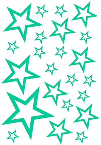 Samunshi® Sterne Aufkleber Set Outline 14x2,5cm6x5cm2x7,5cm1x10cm türkis
