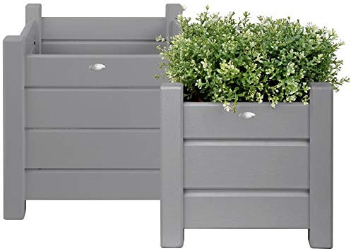 Esschert Fallen Fruits CF31G Lot de 2 Pots de Fleurs carrés Traditionnel Cube Le Plus Petit : 30 x 30 x 30 cm Gris