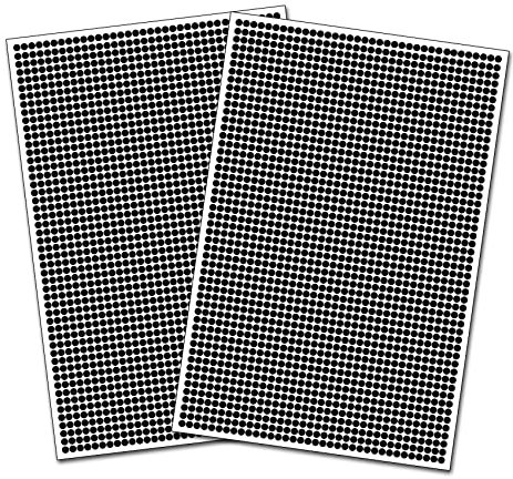 3600 Klebepunkte 5mm 18 verschiedene Farben selbstklebend Aufkleber Inventur Kreise Punkte Markierung (K018 Schwarz Glanz)