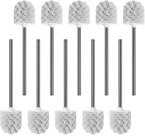 WELLGRO 10 x Edelstahl WC-Bürste weiß - Ersatz Toilettenbürste - Klobürste - Bürste - Ersatztoilettenbürste - Ersatzbürste