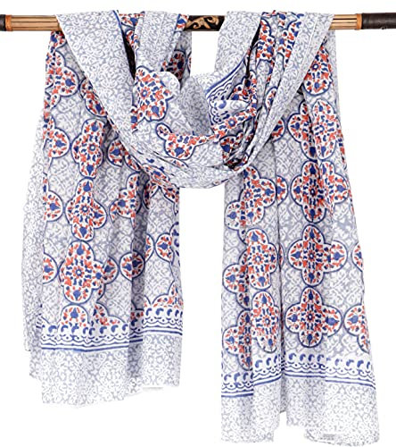 GURU SHOP Leichter Pareo, Sarong, Handbedrucktes Baumwolltuch - rot Kombination 16, Herren/Damen, Baumwolle, 190x120 cm