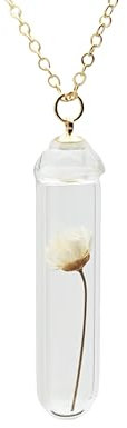 Margherita Avorio Vero Fiori Trasparente Bicchiere Bottiglia Catena Placcato Oro 18k Collane Con pendenti Donna Handmade
