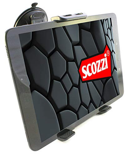 scozzi Soporte Tablet Coche Ventosa Parabrisas Universal (7-10.1 Pulgadas) por ej Compatible con Apple iPad,Lenovo,Samsung Galaxy Tab S7 S6 S5e A7 A E P12 P11 Yoga 13 11 M10 FE Lite Air Mini Plus Pro