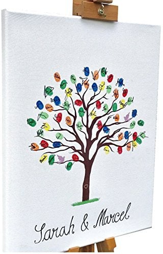 KATINGA Leinwand zur Hochzeit - Motiv Baum BLANKO, zum Selbstbeschriften - als Gästebuch für Fingerabdrücke (40 x 50 cm)