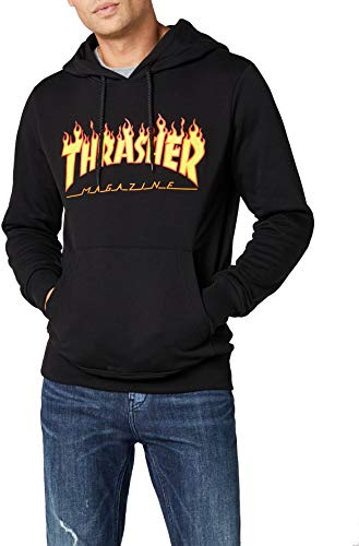 Thrasher Herren Truflp05754 Sweatshirt, Schwarz (Schwarz/Flammen), XL