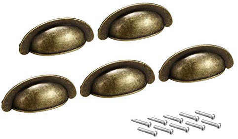 Sourcingmap Cup Drawer Pulls, Kitchen Cabinet Dresser Pull Handles Bronze Tone, 2.71 Hole Centers, 5 Pack
