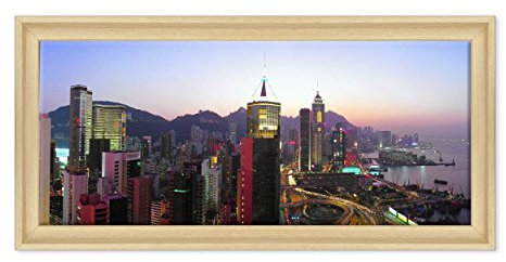 Panorama Bild auf Leinwand – Gerahmt – fertig zum Aufhängen – Rio De Janeiro – Brazile Dimensione: 30x70cm C - Colore Legno Naturale Contemporaneo