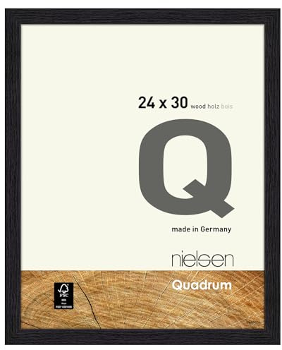 nielsen Quadrum Wooden Picture Frame - Black Veneer 24x30cm - with Float Glass and Easy Push-Turn Clips - for Photos and Art