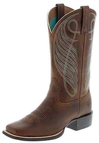Ariat 18528 - Stivali da cowboy da donna Round Up Western in pelle, marrone cipria, 37.5 EU