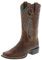 Ariat 18528 - Stivali da cowboy da donna Round Up Western in pelle, marrone cipria, 37.5 EU
