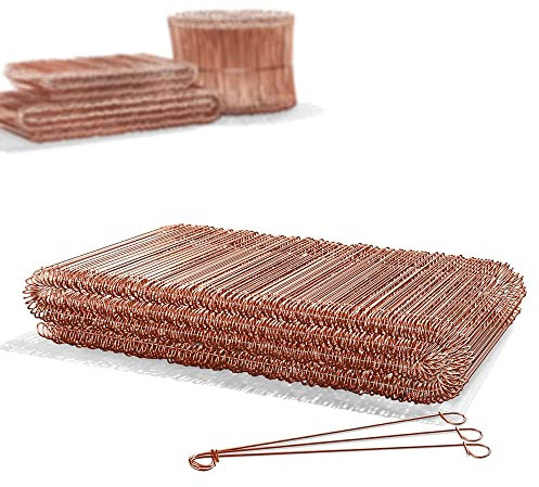 Heimfleiss® Rödeldraht Betonbindedraht 1,0 x 100-160 mm (500 Stk.) - verkupferter Bindedraht in 250, 500 & 1000er Bündel - Ösendraht Drilldraht für Drillapparat & Rödelzange - Drahtsackverschlüsse