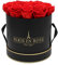 PARIS EN ROSE Rosenbox | mit 14 roten Infinity Rosen Größe XL | konservierte ewige Rose |runde Schwarz-Goldene Box | 3 Jahre haltbar | Grußkarte