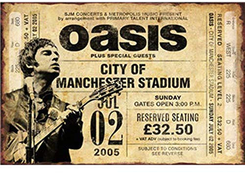 Oasis band Blechschild Retro Blech Metall Schilder Poster Deko Vintage Kunst Türschilder Schild Warnung Hof Garten Cafe Toilette Club Geschenk