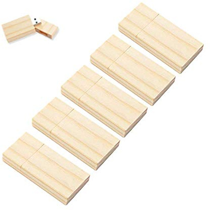 5 X 1GB USB2.0 Bulk Flash Drives, Anloter Wooden USB Flash Drive Thumb Drives Pack Maple Memory Stick for Date Storage High Speed 2.0 (1GB, 5Pack-Maple Wood)