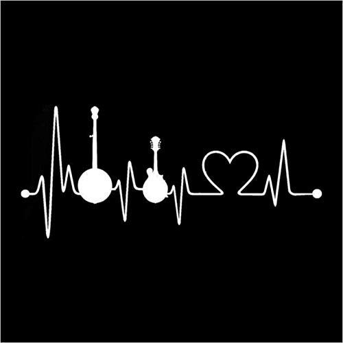 UYEDSR Car Stickers Vehicle car Sticker Banjo Mandolin Heartbeat Lifeline Vinyl Car Styling Stickers 20.5cmX8.9cm 2pcs