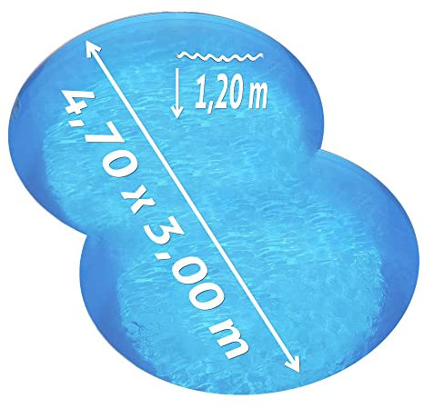 Achtform-Set Bronze 4,70 x 3,00 x 1,20 m, Folie blau 0,80 mm, aufgestellt Sand