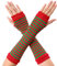 Allegra K Damen Handschuhe mit Streifendruck, fingerlos, Daumenloch, Ellenbogenlänge, 1 Paar, rot, grün, Einheitsgröße