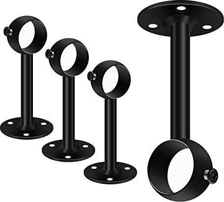 TOKPLNU Supports de tringle à rideaux de plafond, supports de tringle à rideaux en métal robuste, en acier inoxydable, 25 mm, noir