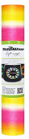 TECKWRAP Rainbow Glitter Vinyl Shimmer Adhesive Vinyl for DIY Craft, Arts, 1ftx5ft, Sunrise Yellow