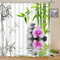 Bamboo Shower Curtains Zen Garden Purple Flower Green Plant Stone Spa Themed Water Surface Landscape Bathroom Decor Polyester Fabric Hanging Curtain 70 x 70 Inch with Hooks