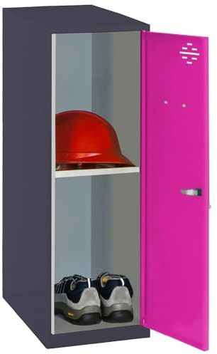 Simon Rack Simonlocker Kommode, klein, 915 x 300 x 500 mm, Amario aus Metall, mit Schlüssel, Anthrazit/Rosa