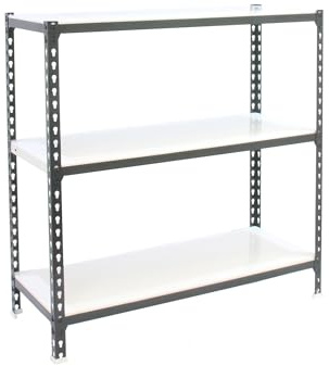 Simon Rack Metallregal 1000x900x500 mm - Simonclick | 3 Höhen, Metallablage, Biegepunkt 180 kg, Korrosionsschutzlackierung, Klicksystem-Montage, Anthrazit/Weiss