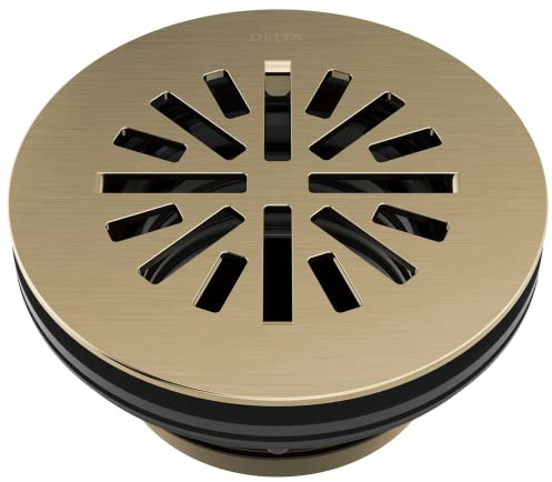 Delta 4 Inch Brushed Gold Round Shower Floor Drain with Gasket and Snap-In Drain Gate, Champagne Bronze DT051411-CZ