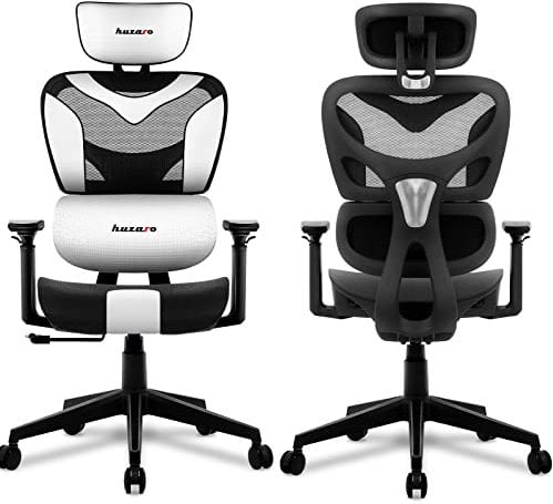 huzaro Combat 8 0 Gaming Stuhl Bürostuhl Chefsessel belüfteter Stoff Lendenstütze verstellbare Kopfstütze 4D-Armlehnen verstärkte Konstruktion bis 150 kg (Weiß)
